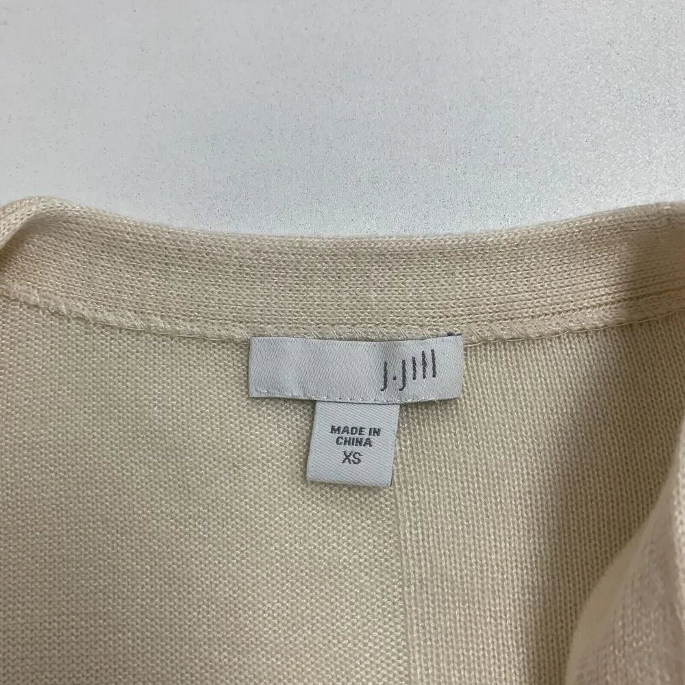 J.Jill Shawl Cardigan Womens XS Extra Small Cream Wool Blend Two Tone Open Front